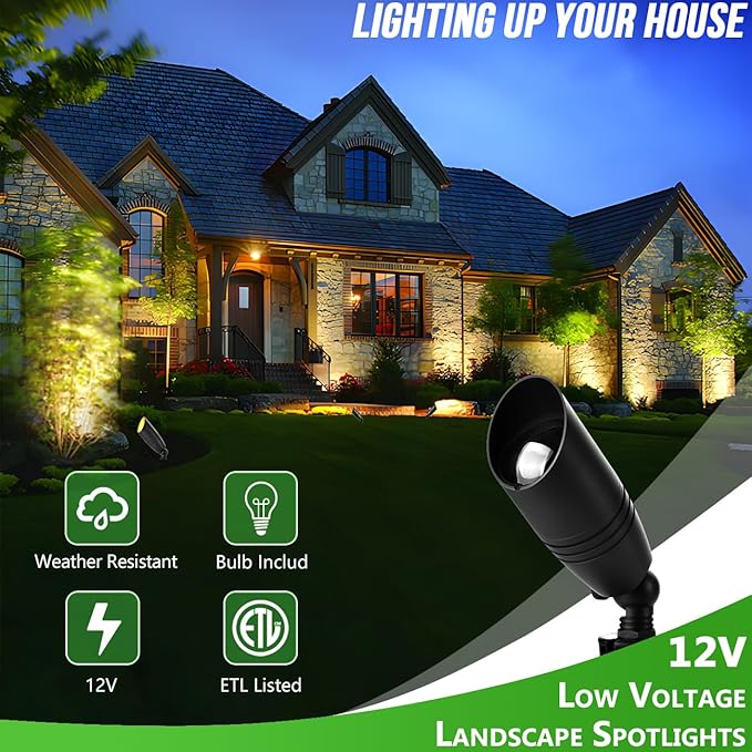 wowlite Landscape Spotlights Outdoor, 12V Low Voltage Landscape Lighting Fixture - Image 2
