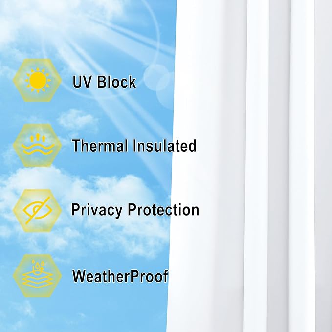 NICETOWN Waterproof Outdoor Curtain 84 inches Long, Sun Blocking Thermal - Image 5