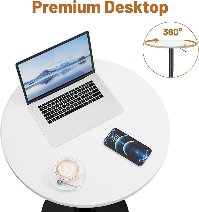 Flamaker Round Bistro Pub Table 23.6 Inch Height Adjustable 360° Swivel Bar - Image 4