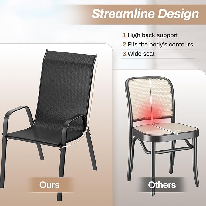TLSUNNY Patio Chairs, Stackable Textilene Outdoor Dining Furniture - Image 9