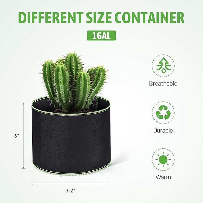 Delxo Garden Grow Bags 1 Gallon 10 Pack Plant Growing Bags Small Fabric Pots - Image 2