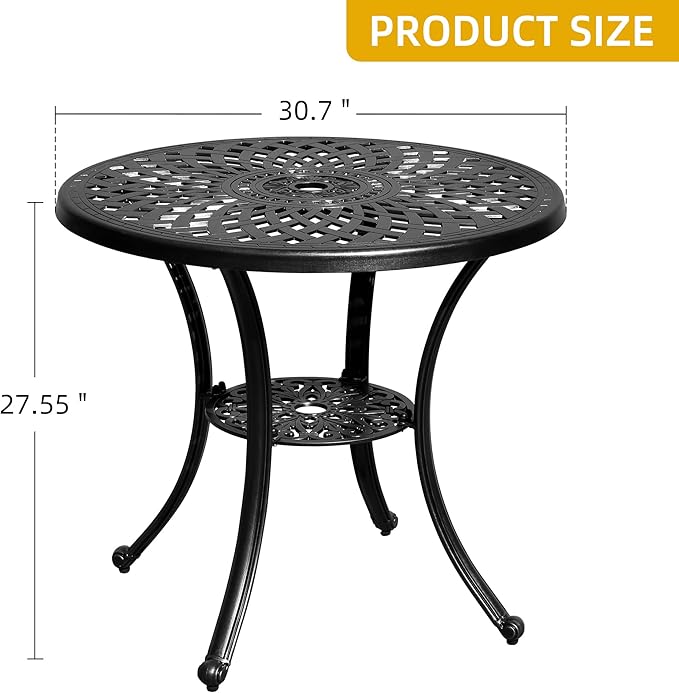 DWVO 30 Inches Round Patio Dining Table - Image 3
