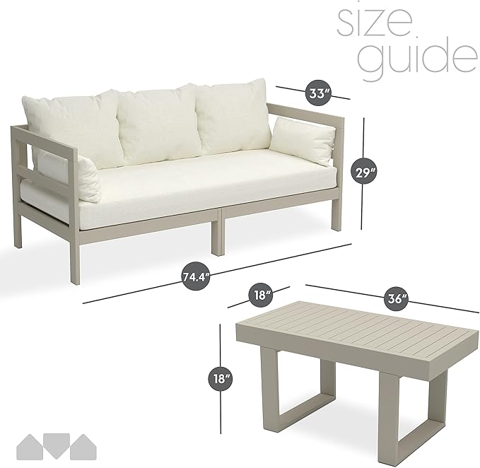 Milliard Outdoor Sofa Patio Furniture Set, Modern Wood Couch - Image 3