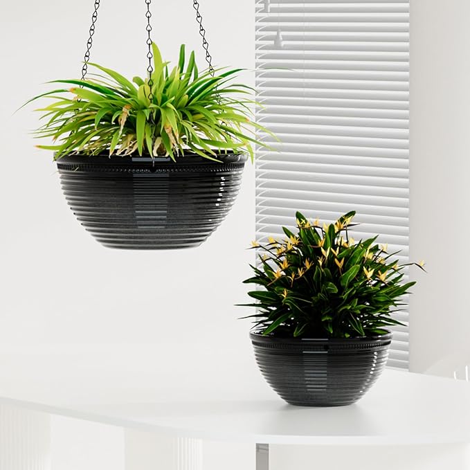 2 Pack Hanging Planters for Indoor Outdoor Plants, 10 Inch Hanging Planter - Image 6