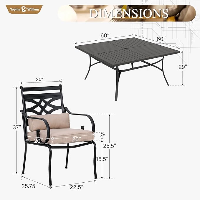 Sophia and William Outdoor Patio Dining Set - Image 7