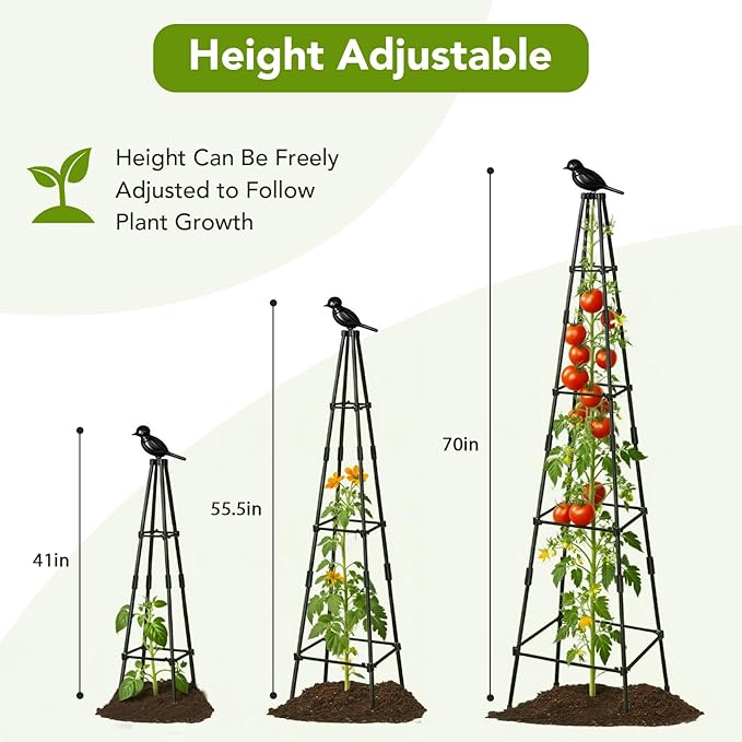 2 Pack Garden Trellis for Climbing Plants Outdoors, 70inch Tower Obelisk - Image 5