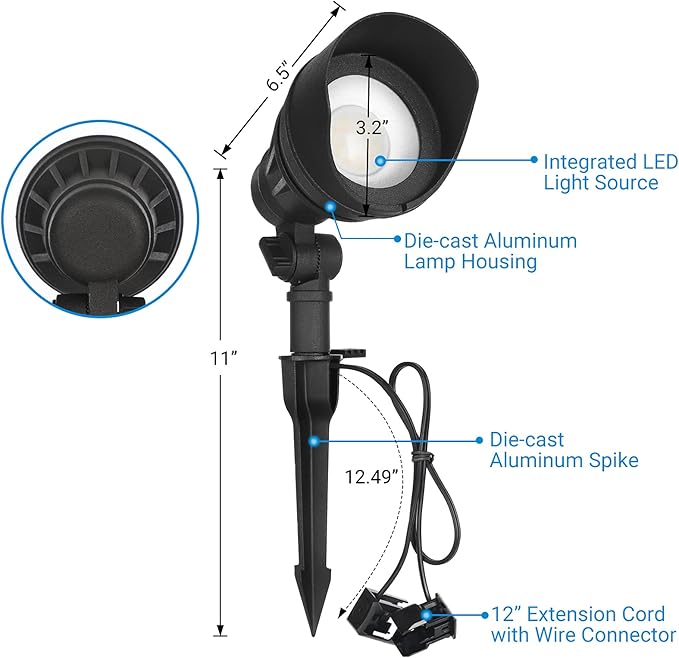 DEWENWILS LED Low Voltage Landscape Lights, 14W 540LM 3000K 12V Aluminum - Image 7