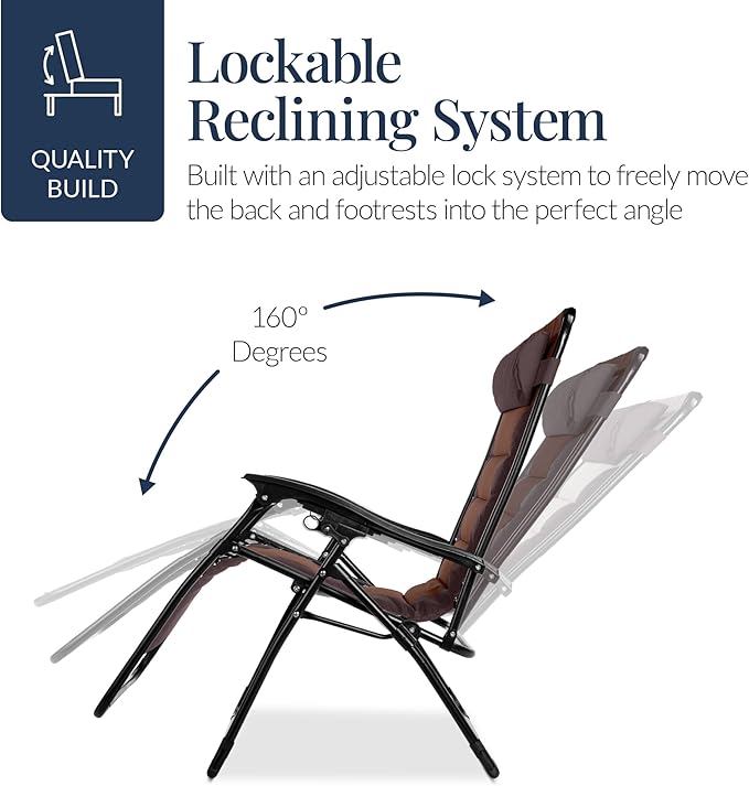 Best Choice Products Oversized Padded Zero Gravity Chair, Folding Outdoor Patio - Image 7