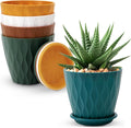 4 inch Plant Pots, 5 Pack Flower Pots Outdoor Indoor, Planters by AFamilyofGardenLovers