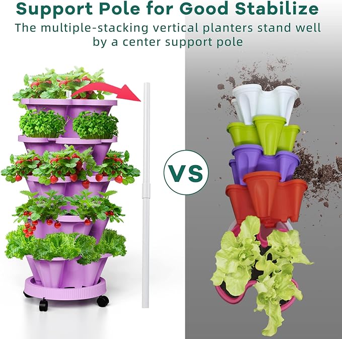Strawberry Vertical Planter GardenTower, 5 Tiered Stackable Planter - Image 3