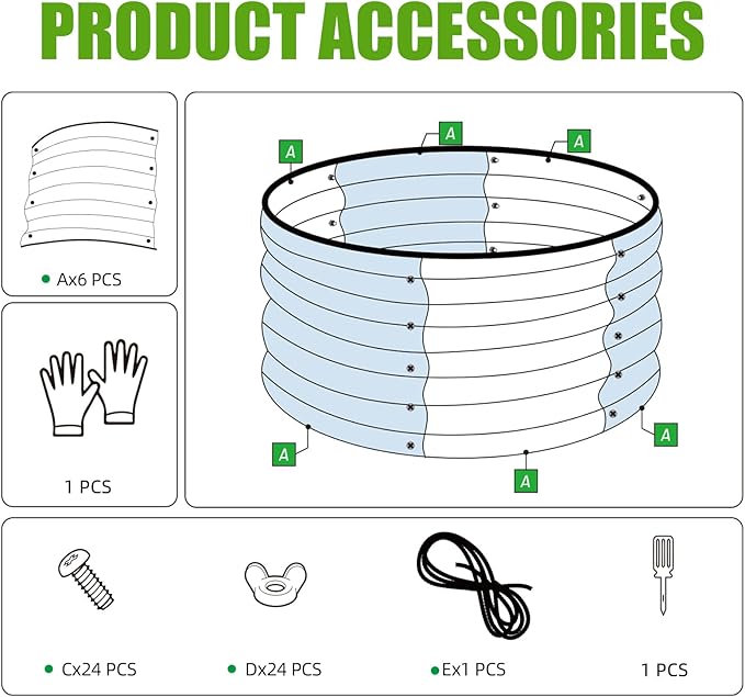 SnugNiture 3 Pcs 2x2x1ft Round Galvanized Raised Garden Bed Kit Outdoor - Image 6