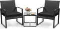3 Piece Wicker Patio Bistro Set, Rattan Conversation Set by Murago