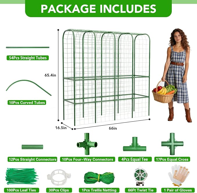 65" Tall Cucumber Trellis for Raised Bed, Garden Trellis for Climbing Plants - Image 5