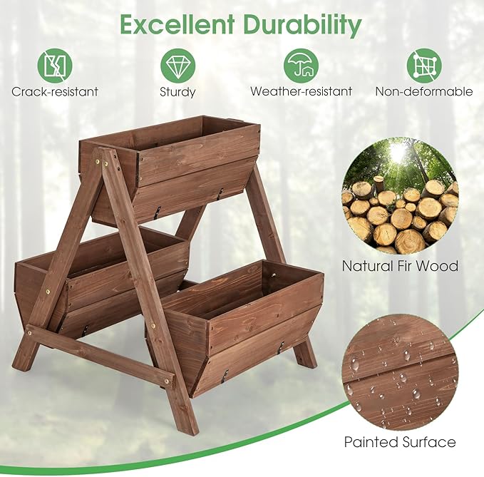 Giantex Vertical Raised Garden Bed, 3 Wood Planter Boxes - Image 6
