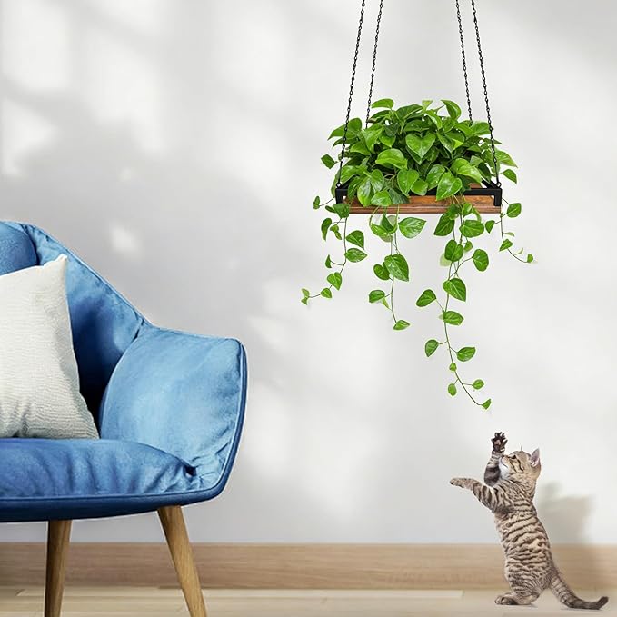 Plant Hanger Indoor, 11.8" Wooden Hanging Plant Holder - Image 3