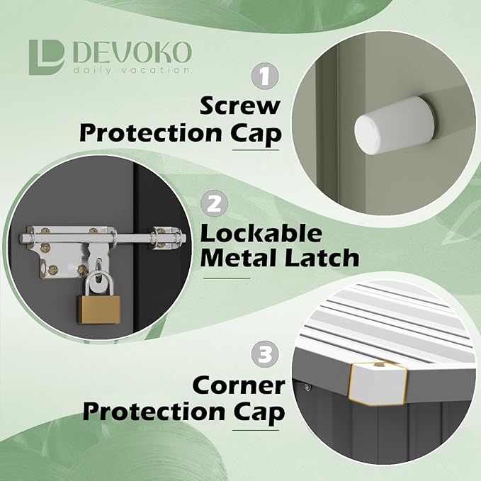 Devoko Outdoor Storage Shed 6 x 4 FT Lockable Metal Garden Shed Steel - Image 5