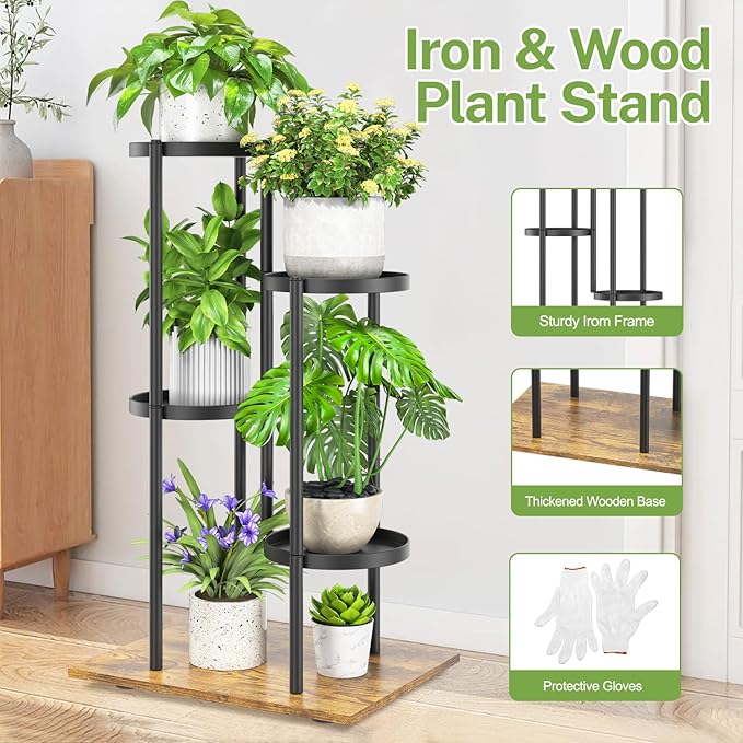 iDavosic.ly 4 Tier Plant Stand Indoor Outdoor, Tiered Corner Multiple Flower - Image 4