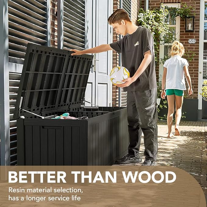 Devoko 150 Gallon Deck Box Resin Outdoor Storage Box Waterproof Storage - Image 3