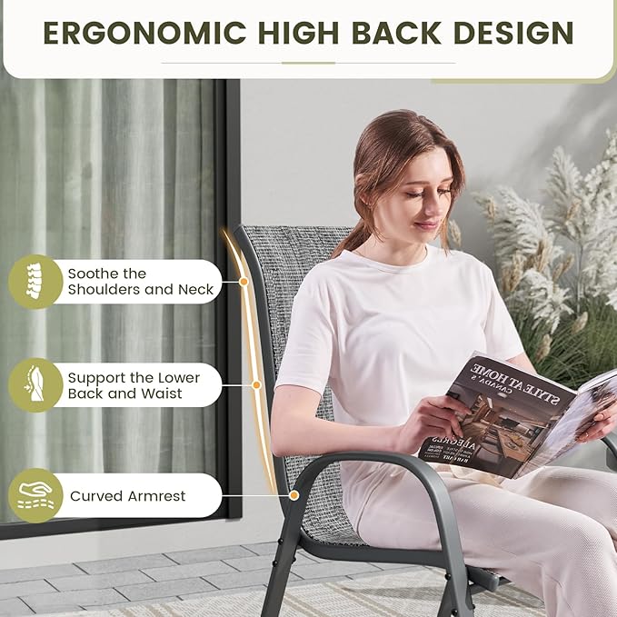 UDPATIO Patio Chairs Set of 4, Stackable Outdoor Dining Chairs - Image 8