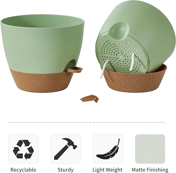 FaithLand 3-Pack Large Planter Pots, 12 10 9 Inch Self Watering Flower Pots - Image 5