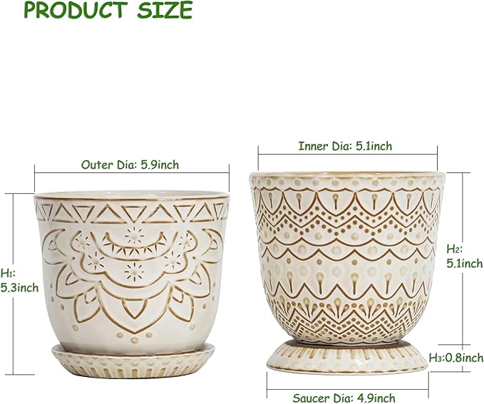 Gepege Beaded Ceramic Planter 6 Inch Set of 2 - Image 2