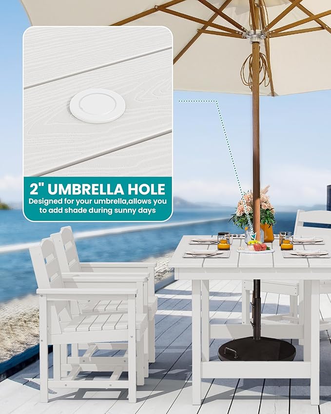 SERWALL Patio Dining Sets for 6 Person, HDPE Dining Set - Image 4