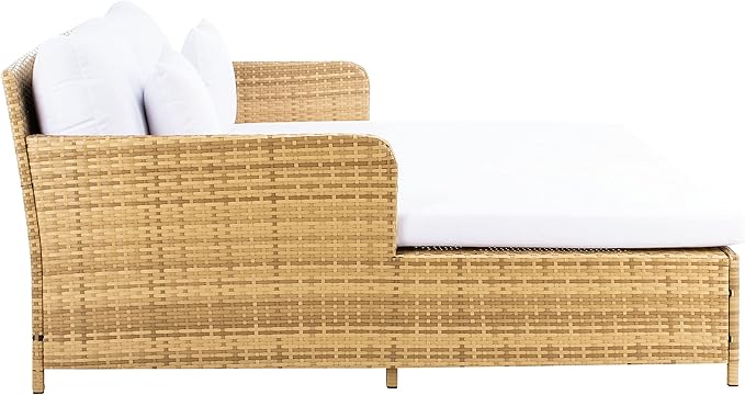 SAFAVIEH Outdoor Collection Cadeo Natural/White Cushion Daybed PAT7500D - Image 9