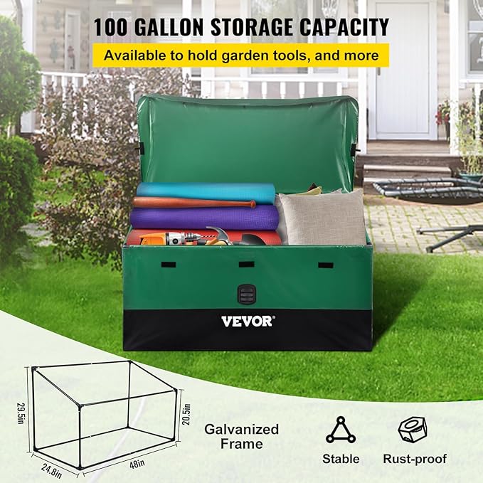 VEVOR Outdoor Storage Box, 100 Gallon Waterproof PE Tarpaulin Deck Box - Image 4