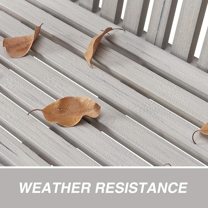 Psilvam Garden Bench, 2-Person Poly Lumber Patio Bench, All-Weather Outdoor - Image 5