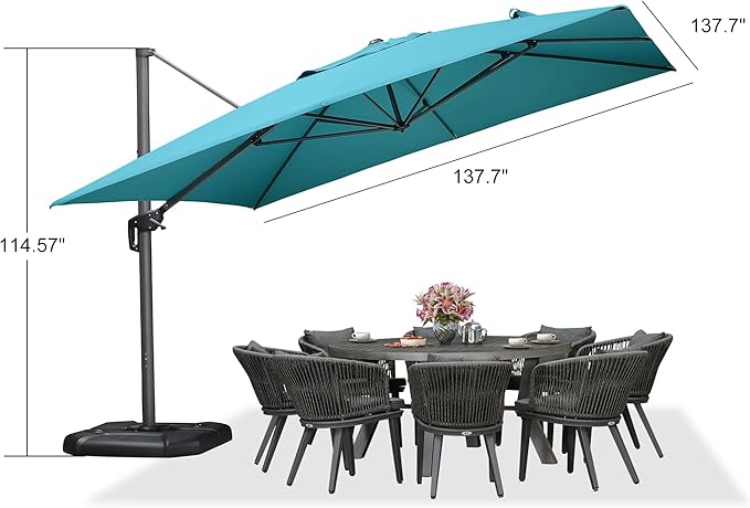 PURPLE LEAF 11.5' X 11.5' Telescopic Patio Umbrella Outdoor Cantilever Umbrella - Image 9