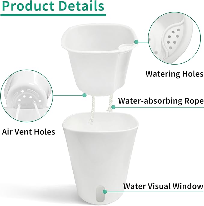 TCBWFY 5 Inch Self Watering Pots - Image 2