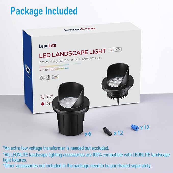 LEONLITE Dia. 4 Inch 5CCT Well Lights Landscape LED In Ground, Shielded Top - Image 9