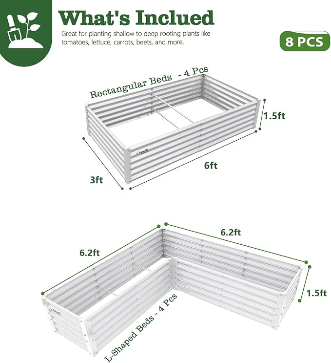 A ANLEOLIFE Set of 8, 18 Inch Tall Antique White Raised Garden Beds Kit - Image 2