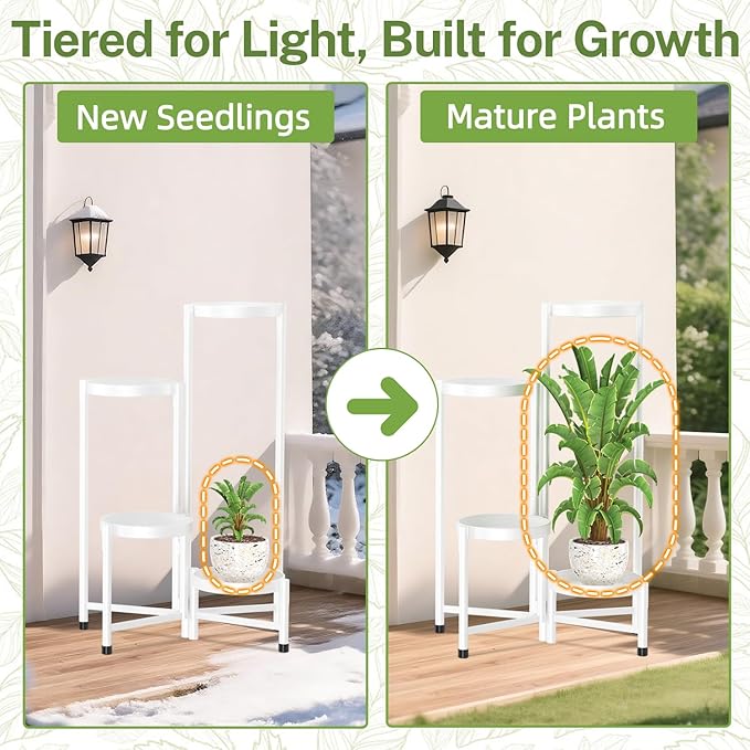 iDavosic.ly Plant Stand Indoor Outdoor, 4 Tier Corner Metal Flower Display - Image 7