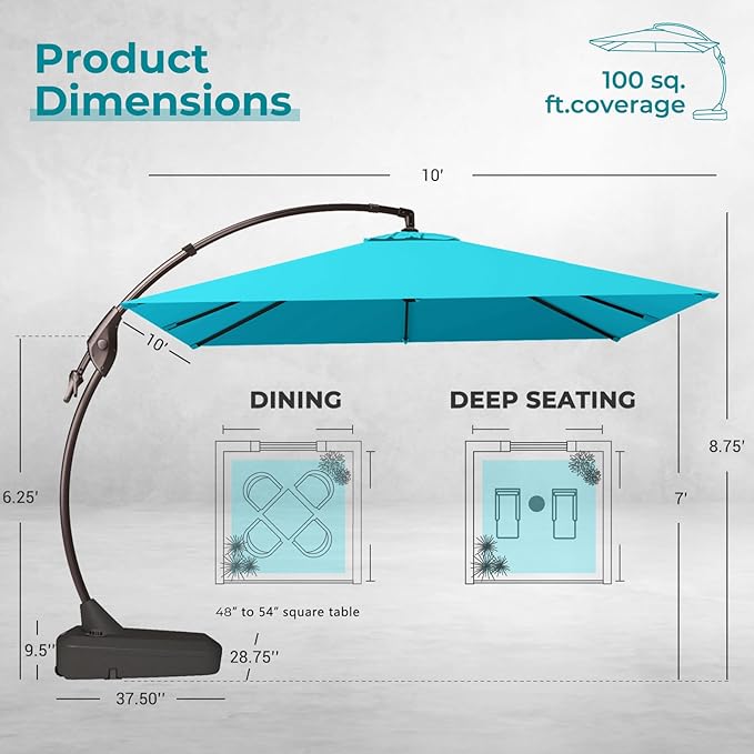 Grand patio Sunbrella 10x10 FT Cantilever Umbrella - Image 4