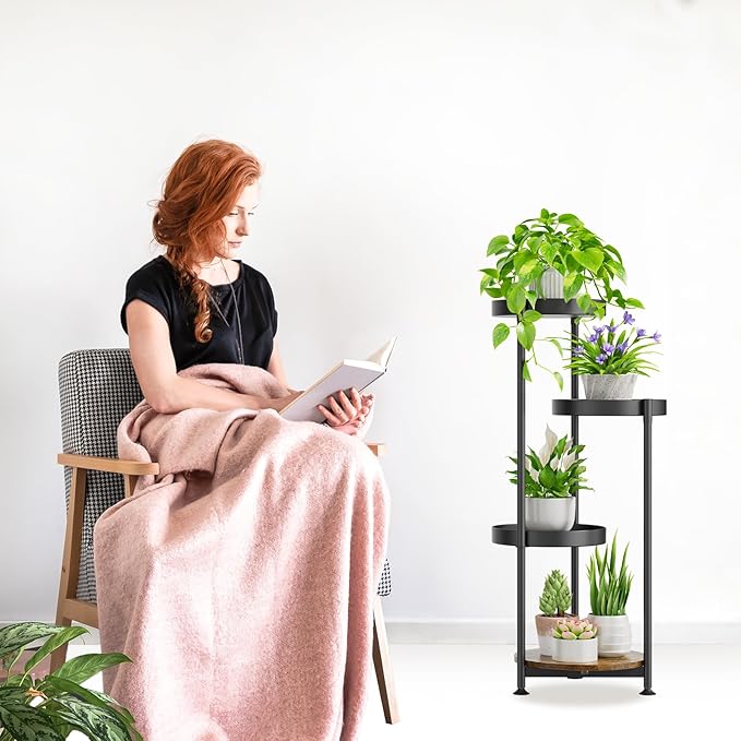 4 Tier Plant Stand Indoor Outdoor, Metal Flower Pot Shelf Holder Clearance - Image 8