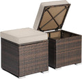 RELAX4LIFE Wicker Outdoor Storage Ottoman, 2-Piece Rattan Footstool w/Removable by RELAX4LIFE