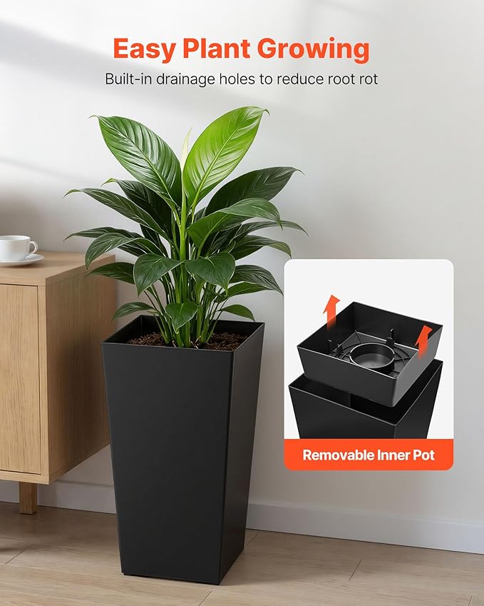 VEVOR Set of 2 Tall Planters for Outdoor Plants 22 inch, Modern Planters for - Image 5