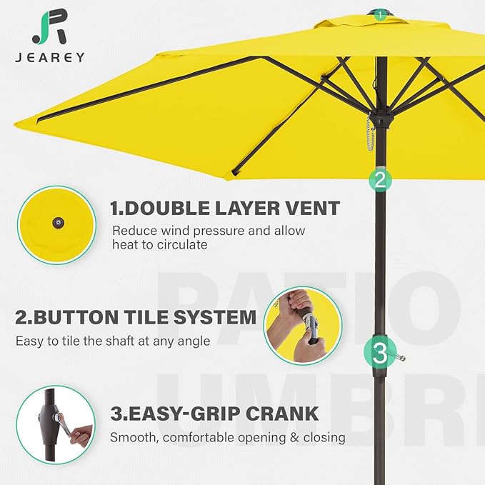JEAREY 7.5FT Patio Umbrella Market Table Umbrella - Image 4