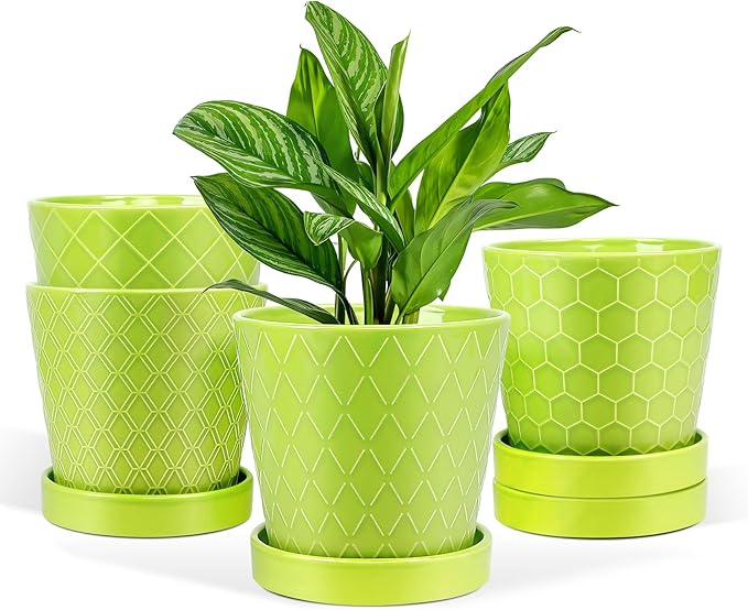EFISPSS 5 Inch Ceramic Plant Pots Indoor, Planters by EFISPSS