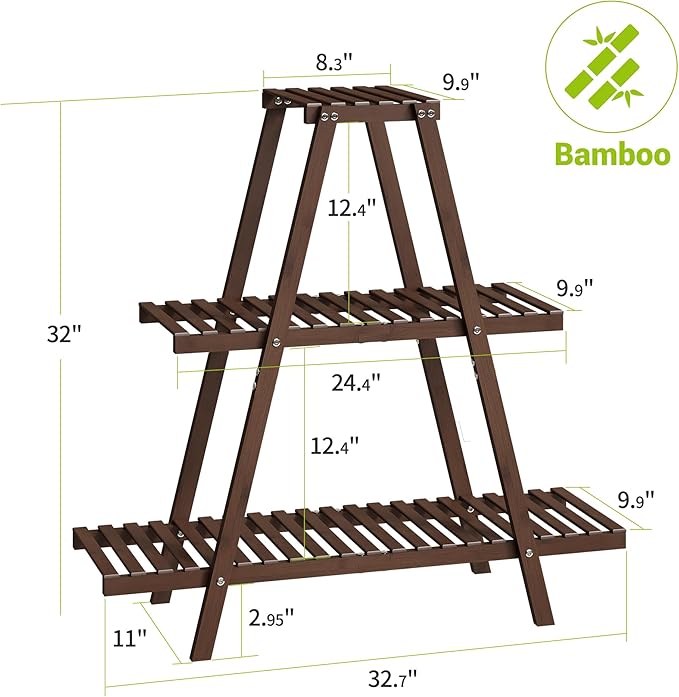BMOSU Plant Stand Bamboo for Indoor Outdoor Tiered Plant Shelf 8 Potted Flower - Image 8