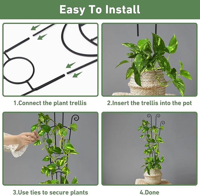 32.6in Plant Trellis for Climbing Plants Indoor Outdoor, Expandable Large Metal - Image 7