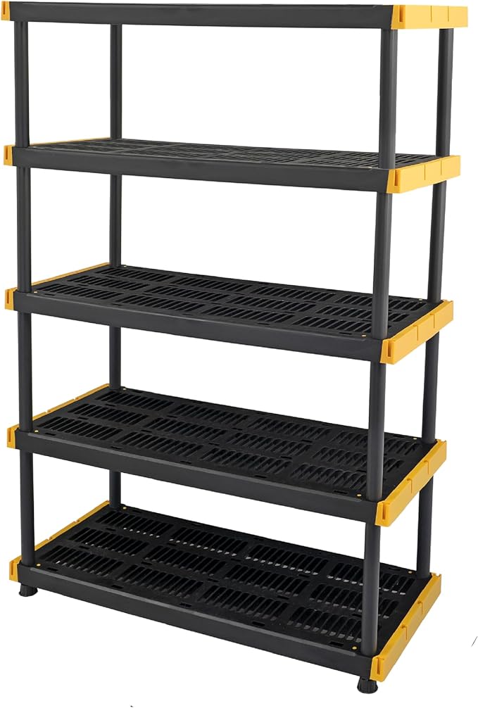 CX Black & Yellow, 5-Tier Heavy Duty Plastic Storage Shelves that Support up to by BLACKYELLOW