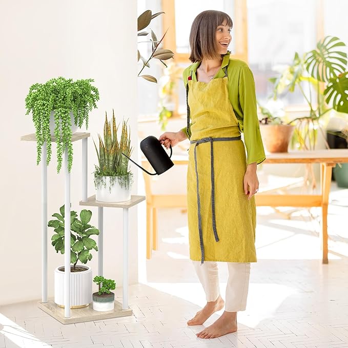 3 Tier Plant Stand Indoor Outdoor, Metal Wood Tiered Corner Plant Stands Pot - Image 7