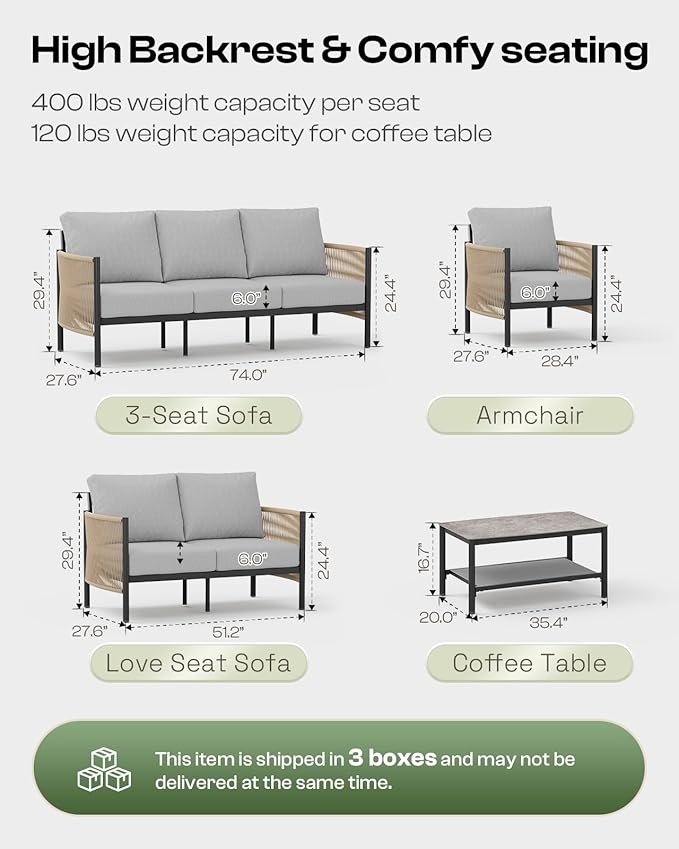 Aluminum Outdoor Patio Furniture Set - Image 7