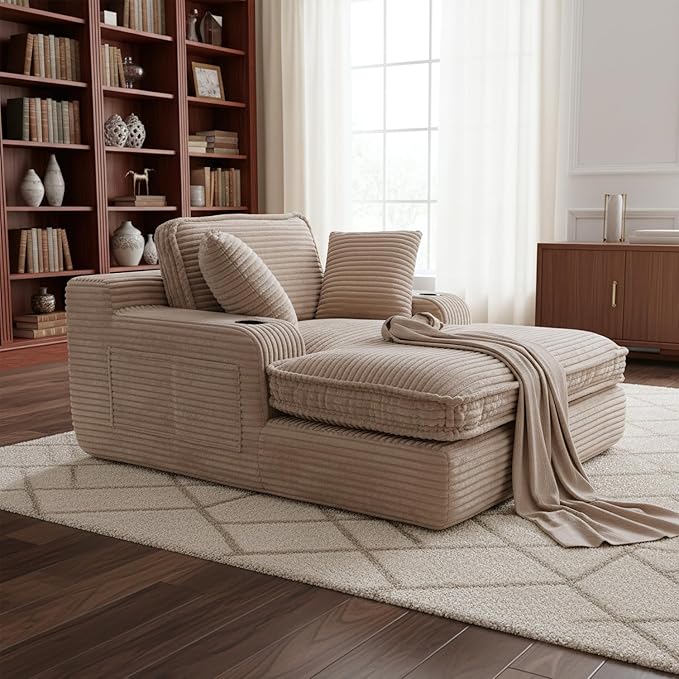 67" Oversized Chaise Lounge Chair Indoor, Soft Boneless Cloud Couch - Image 3