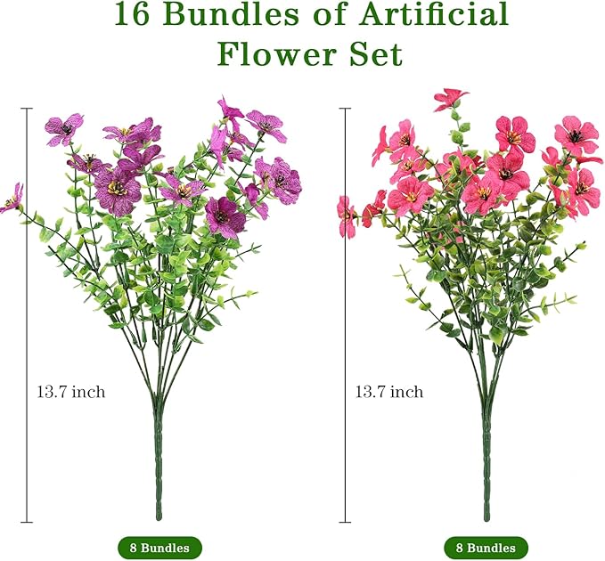 AGIRL 16 Bundles Artificial Flowers - Image 2