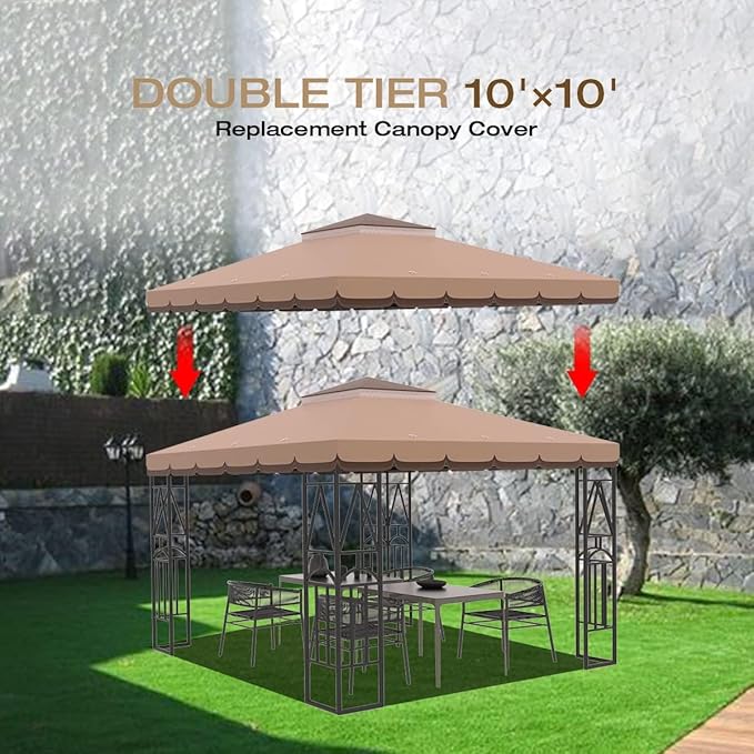 10x10 Canopy Replacement Top Double Tiered Gazebo Cover - Image 6
