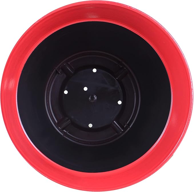 Garden Elements Indoor/Outdoor Glazed Brushed Happy Plastic Planter, Bright Red - Image 3
