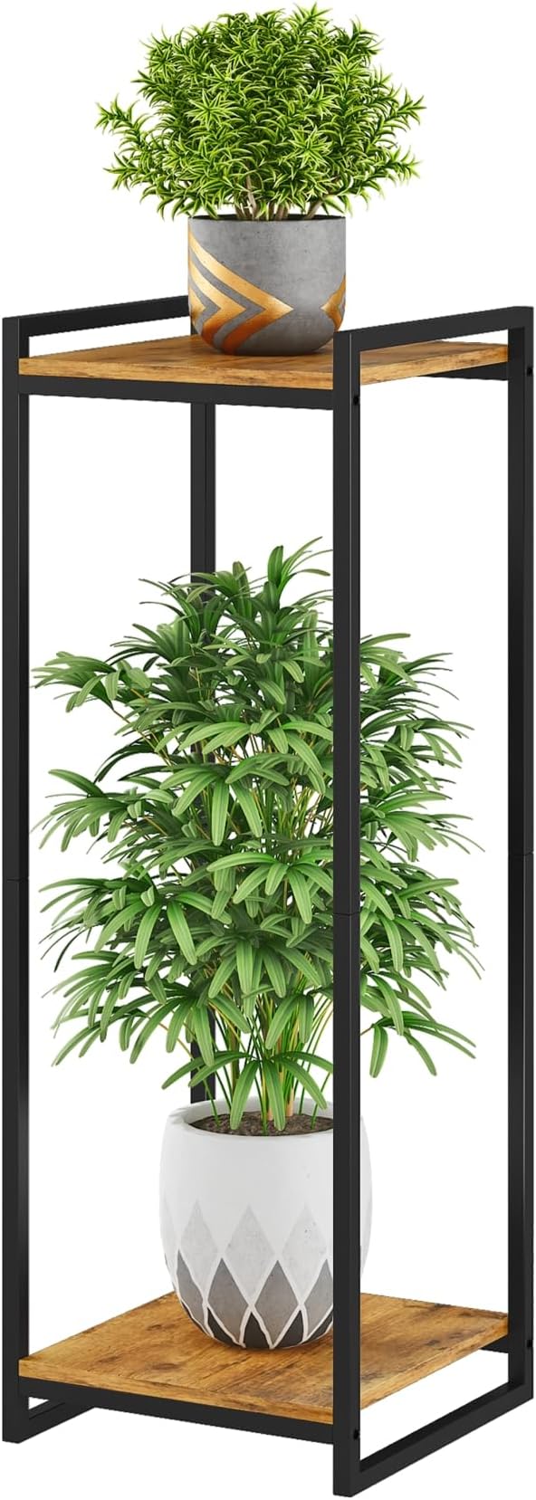 2-Tier Plant Stand Indoor, Rustic Brown by yeavs